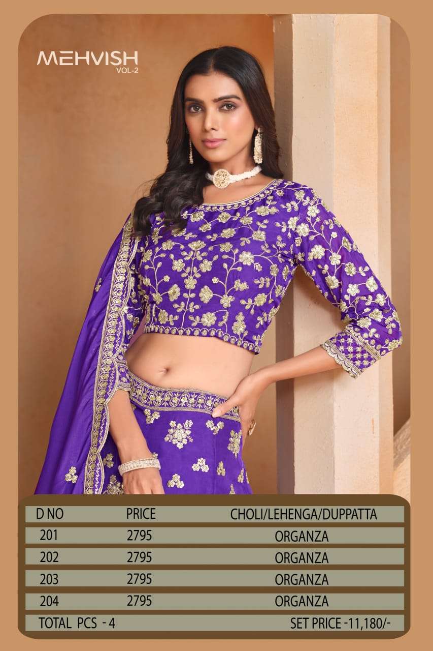 Mevish Api Mehvish Mehvish Vol 2 Party Wear Style Designer Lehenga Choli Collection
