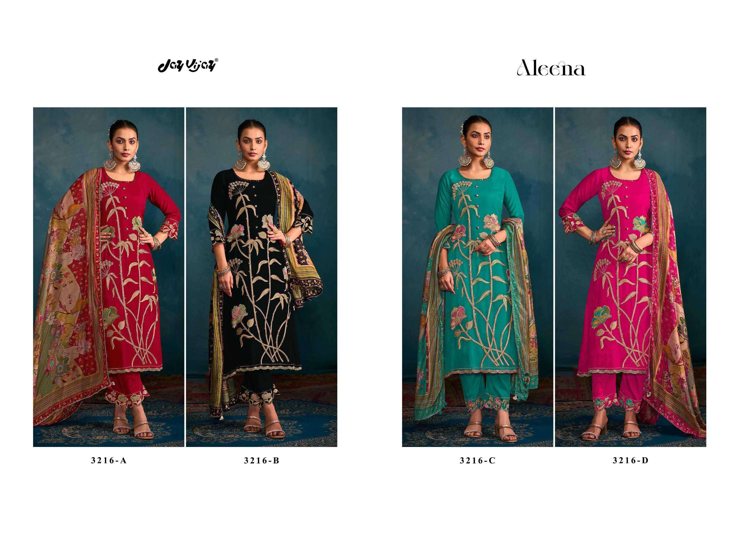 Jay Vijay Aleena 3216 Pure Bemberg Silk Designer Suit Wholesale