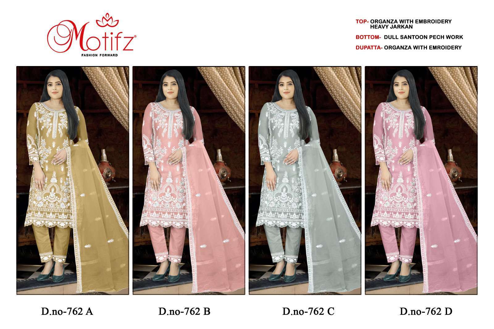 Motifz D 762 Colors Heavy Embroidery Work Pakistani Suit Suppliers