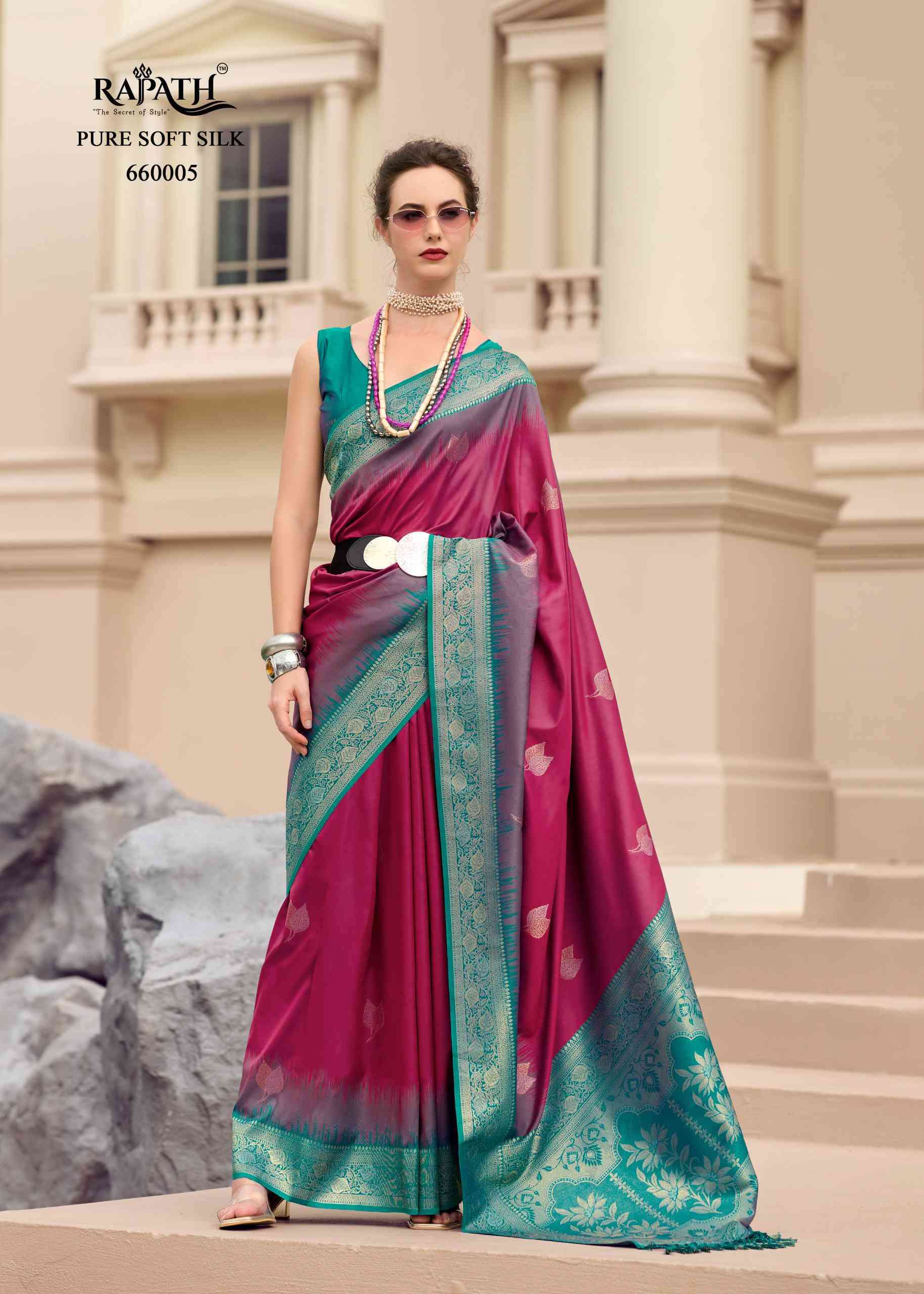 Rajpath White Mango 660001 To 660008 Partywear Silk Saree Catalog Exporter