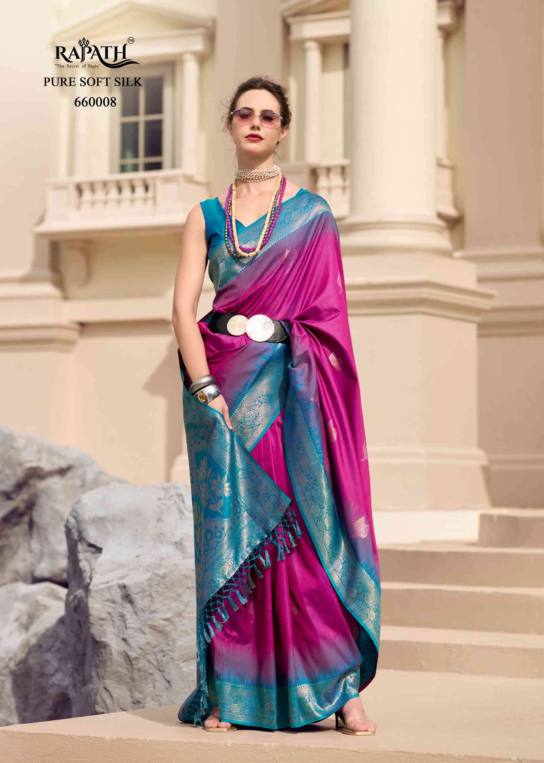 Rajpath White Mango 660001 To 660008 Partywear Silk Saree Catalog Exporter