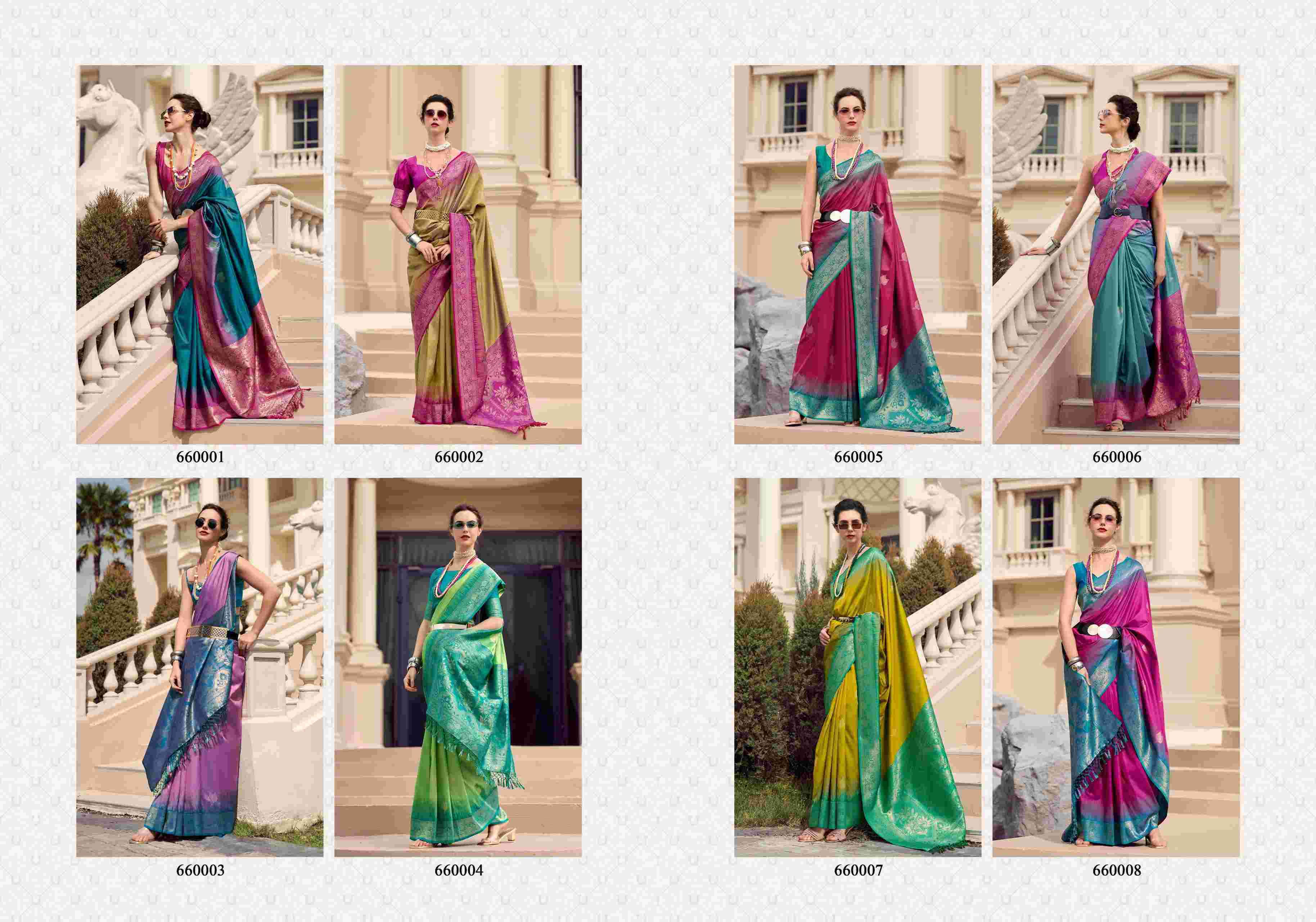 Rajpath White Mango 660001 To 660008 Partywear Silk Saree Catalog Exporter