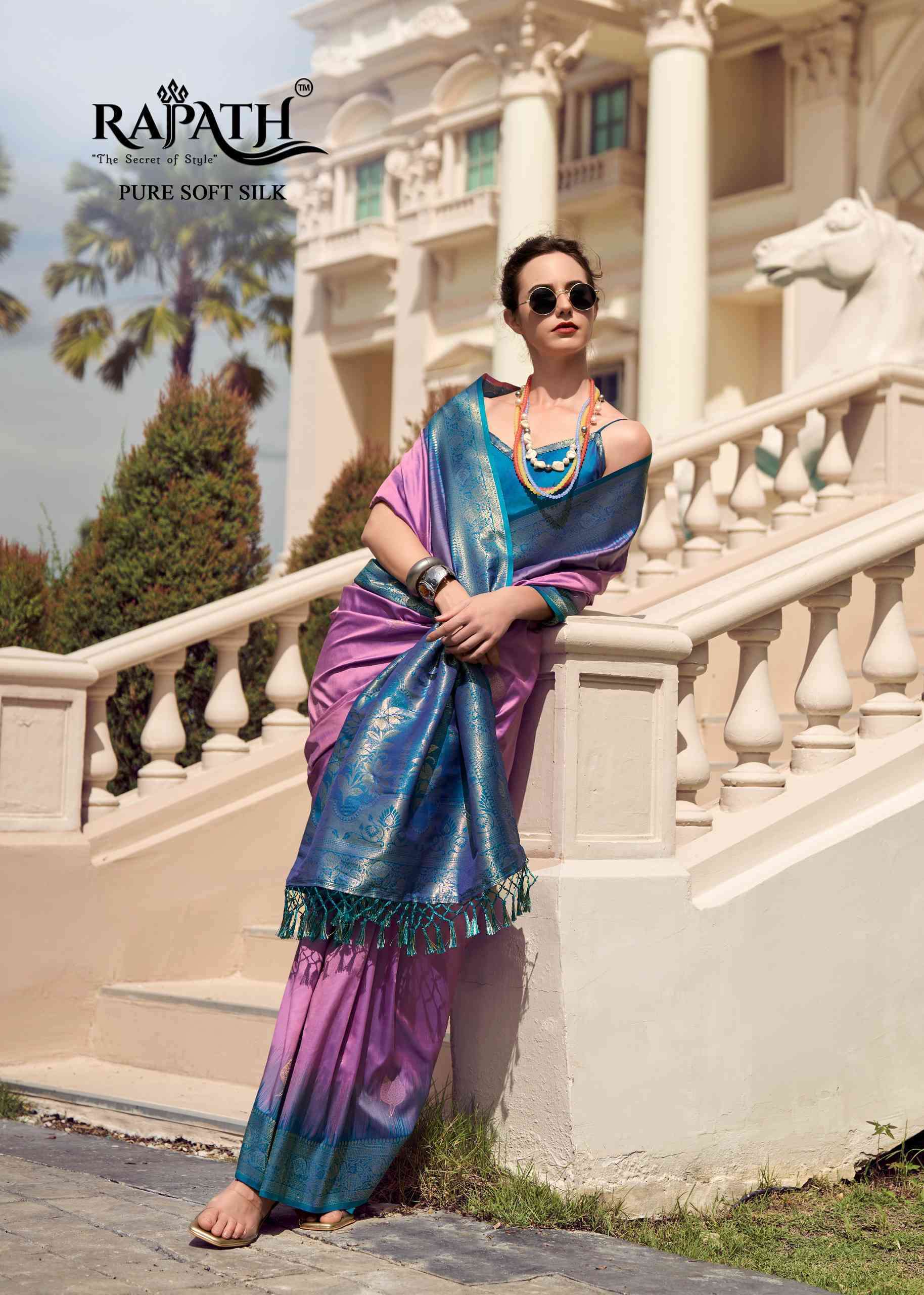 Rajpath White Mango 660001 To 660008 Partywear Silk Saree Catalog Exporter
