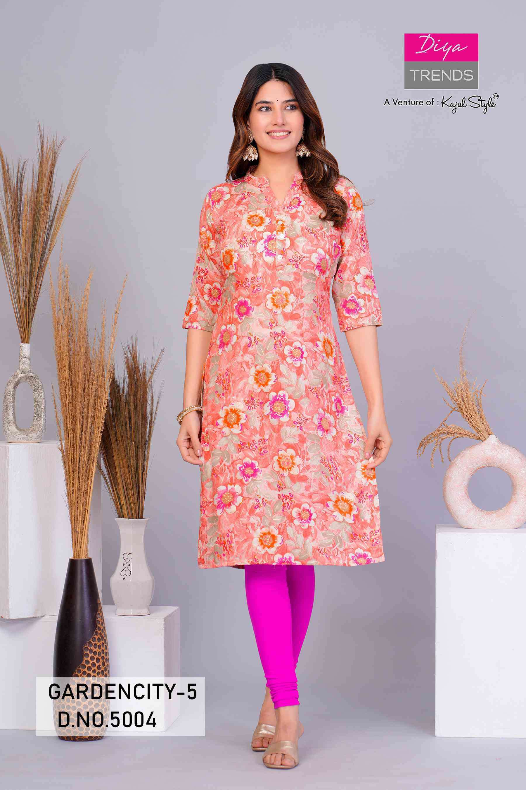 Diya Trends Gardencity Vol 5 Exclusive Straight Kurti Size Set Design