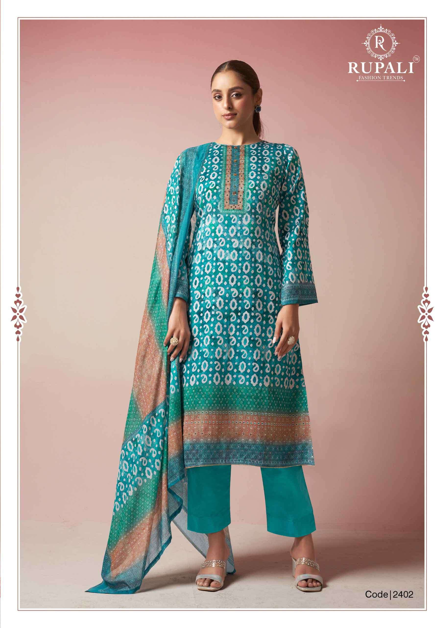 Rupali Fashion Nimrit Pure Jam Satin Fancy Suit Catalog Exporters