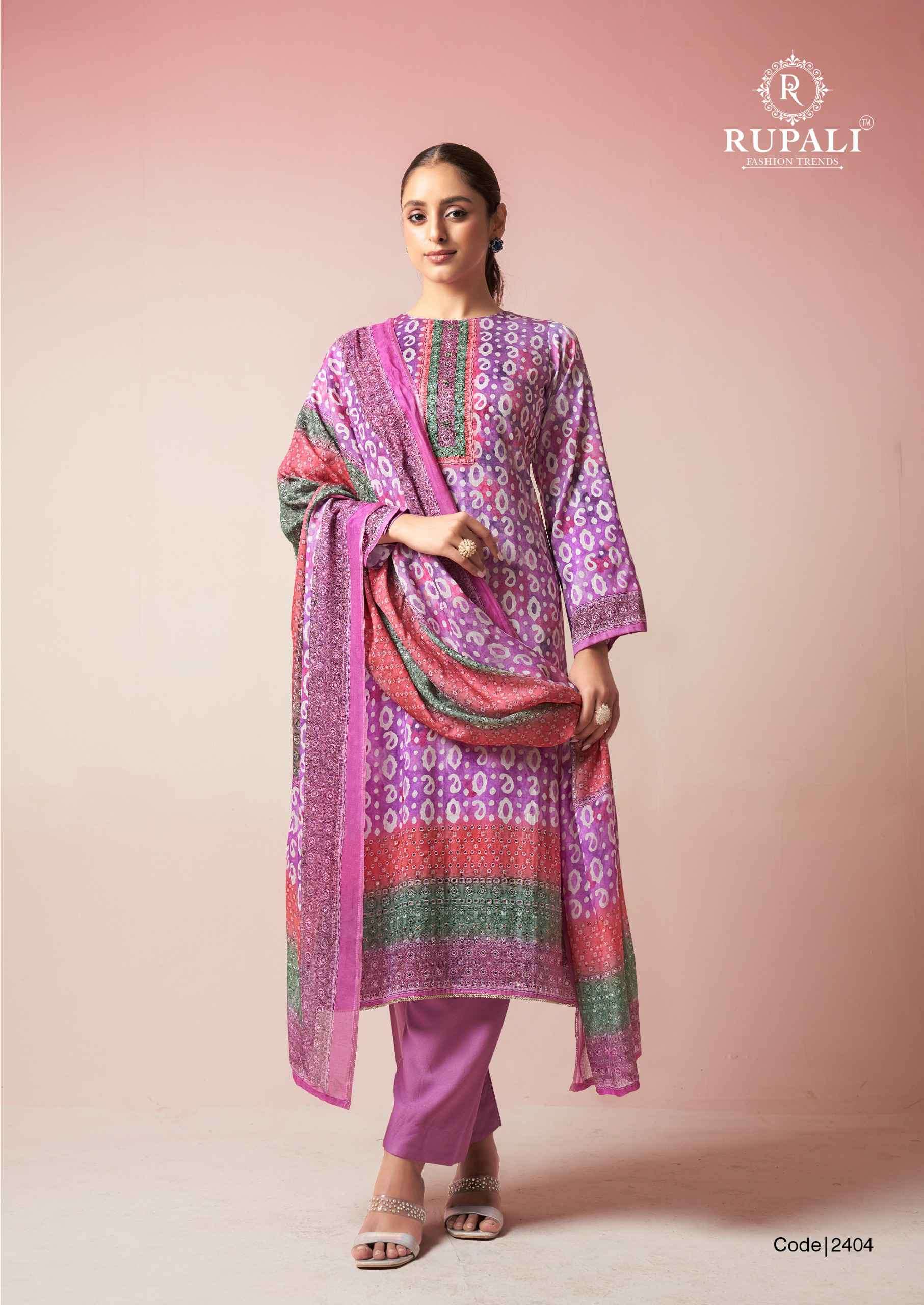 Rupali Fashion Nimrit Pure Jam Satin Fancy Suit Catalog Exporters