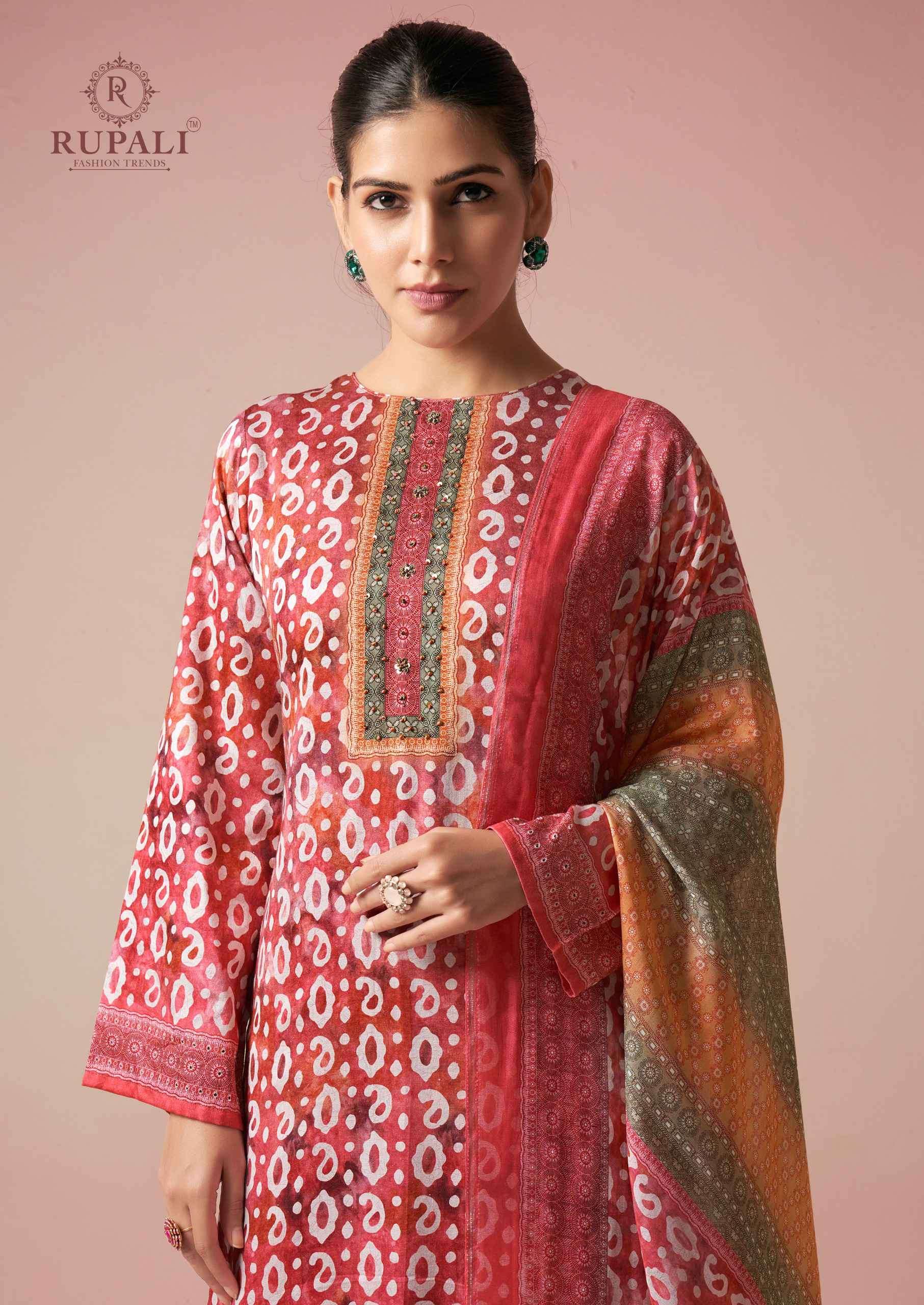 Rupali Fashion Nimrit Pure Jam Satin Fancy Suit Catalog Exporters