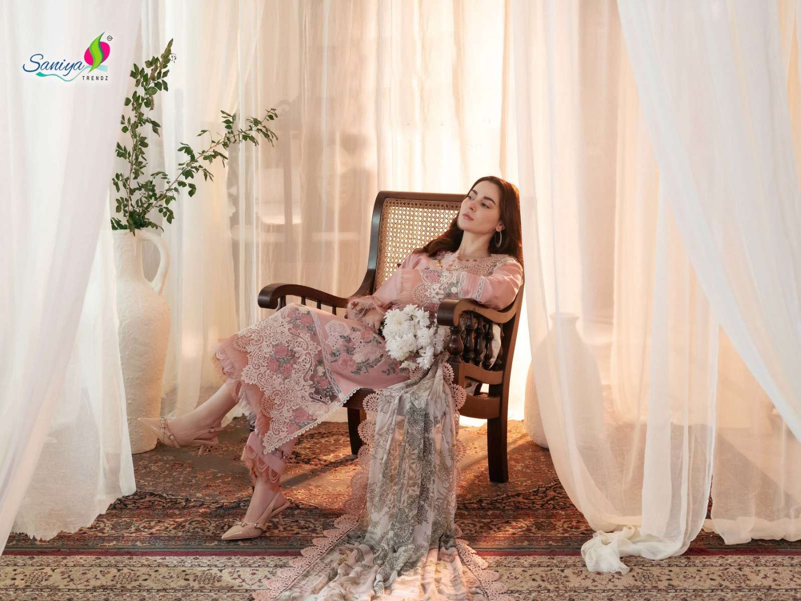 Saniya Trendz Ombre Nx Vol 25 Heavy Embroidered Cotton Suit