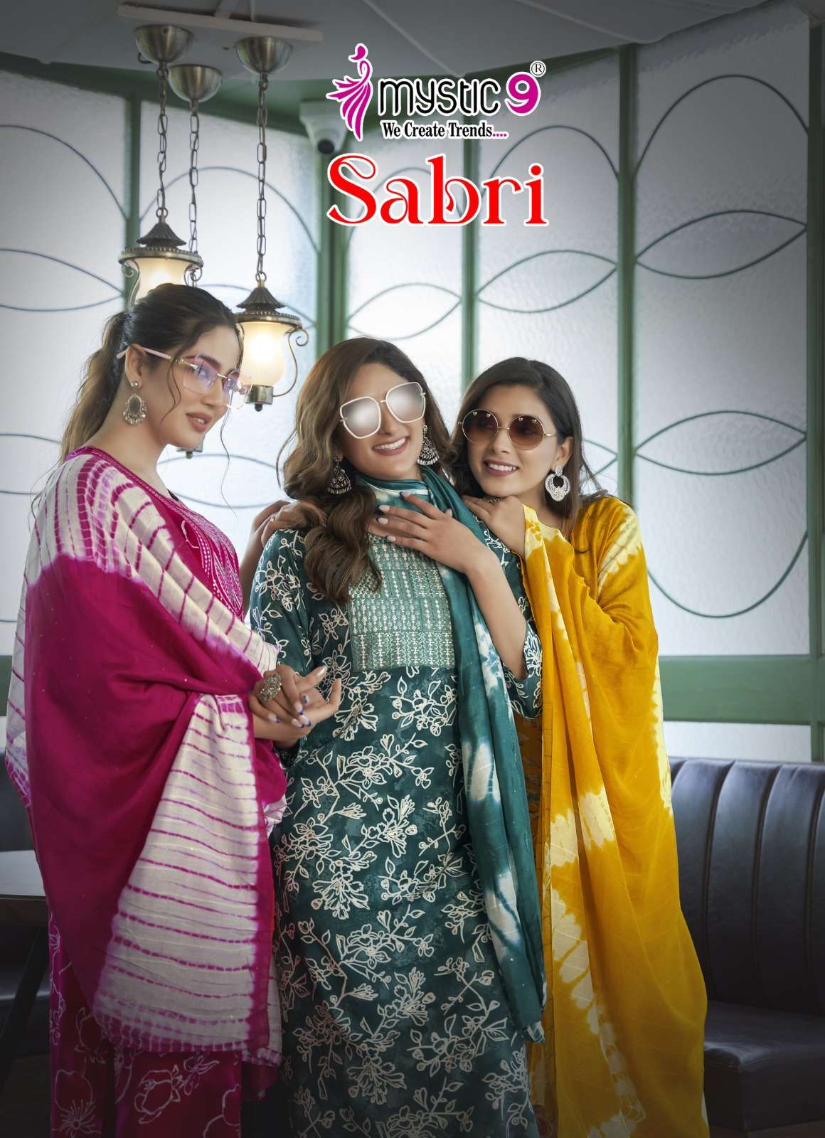 マルハチ Mystic 9 Sabri Vol 5 Rayon Fabric Readymade Suit Catalog at best Price