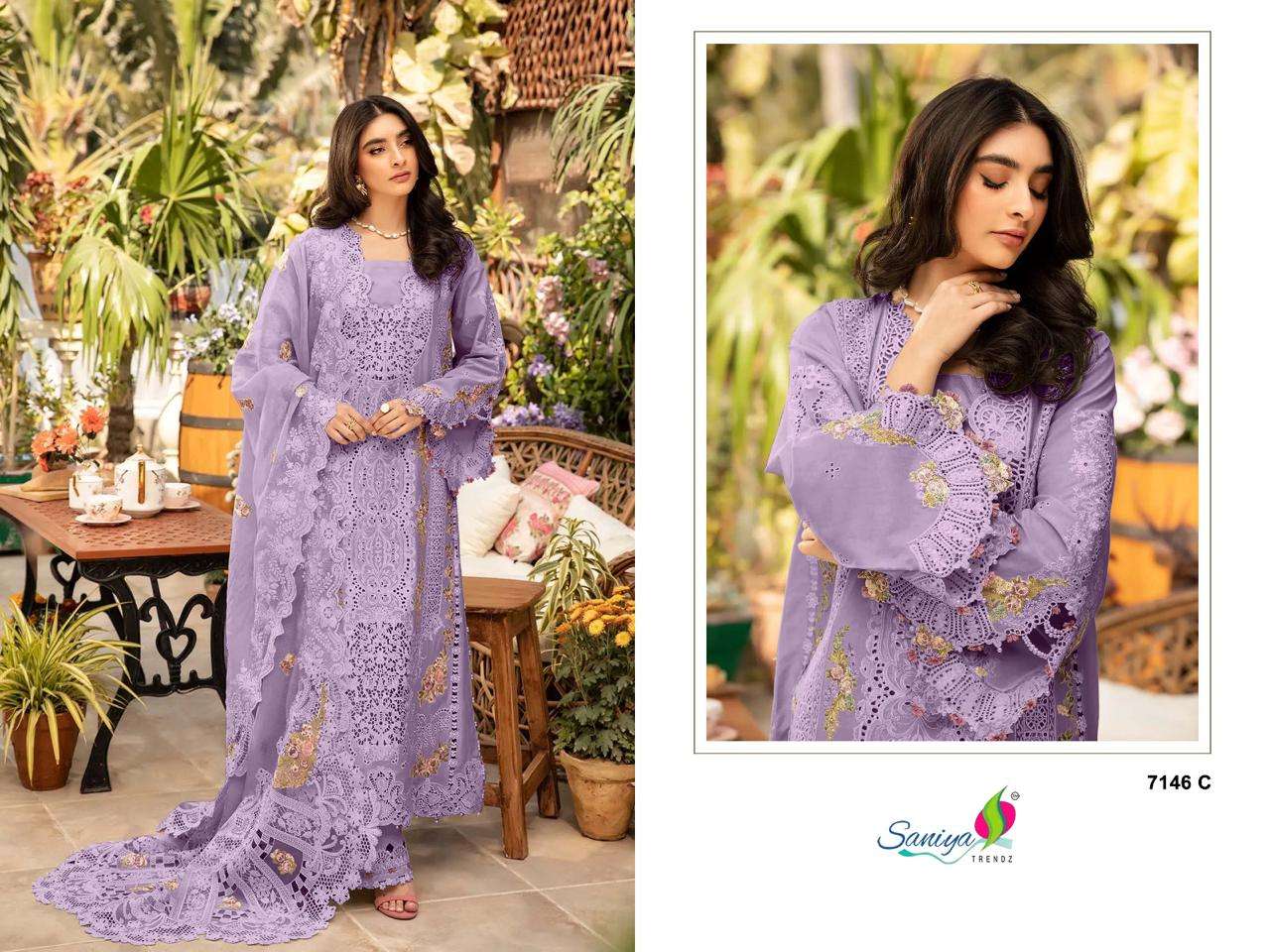 Saniya Trendz 7146 Colors Heavy Embroidered Cotton Pakistani Suit