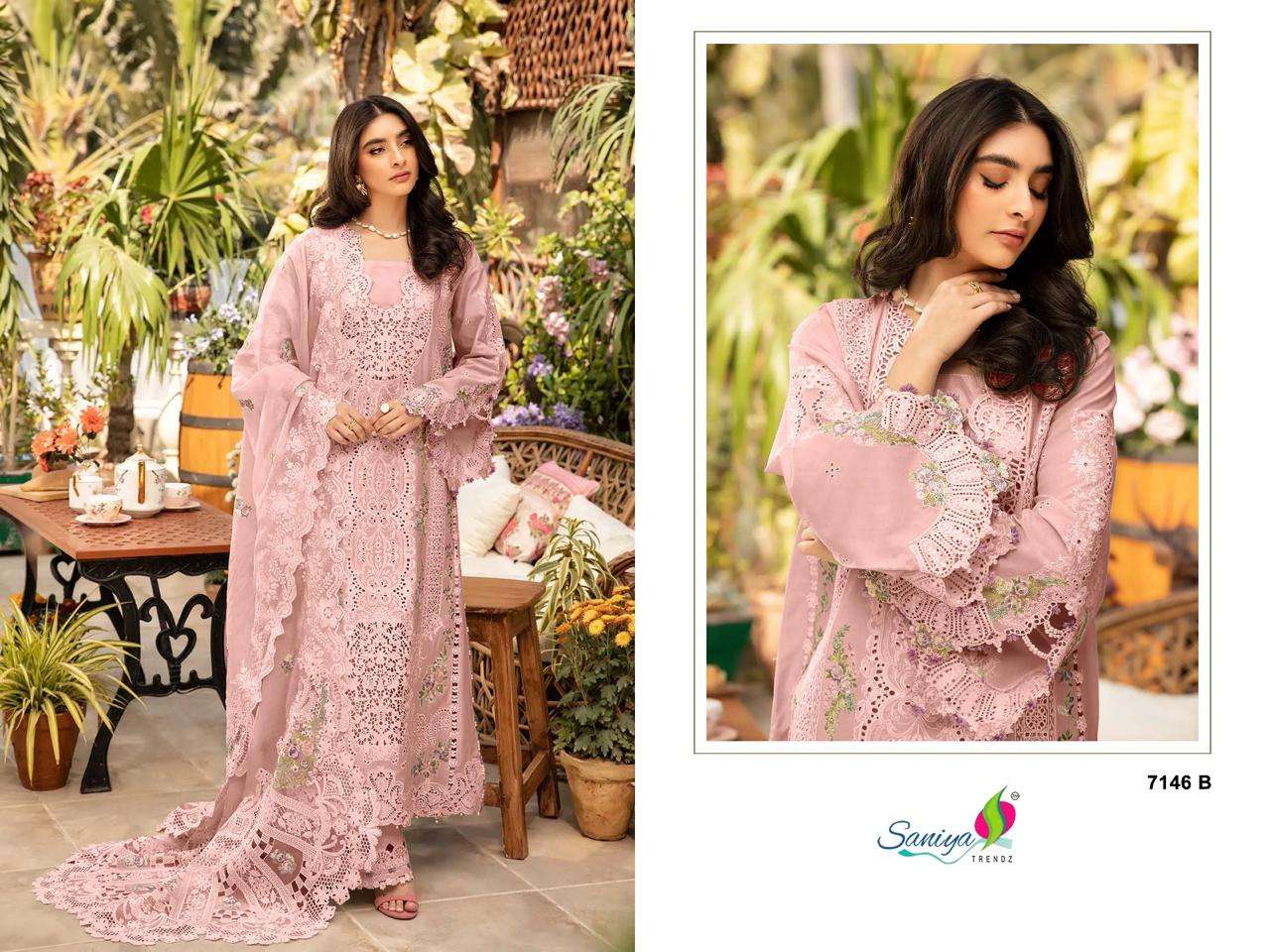 Saniya Trendz 7146 Colors Heavy Embroidered Cotton Pakistani
