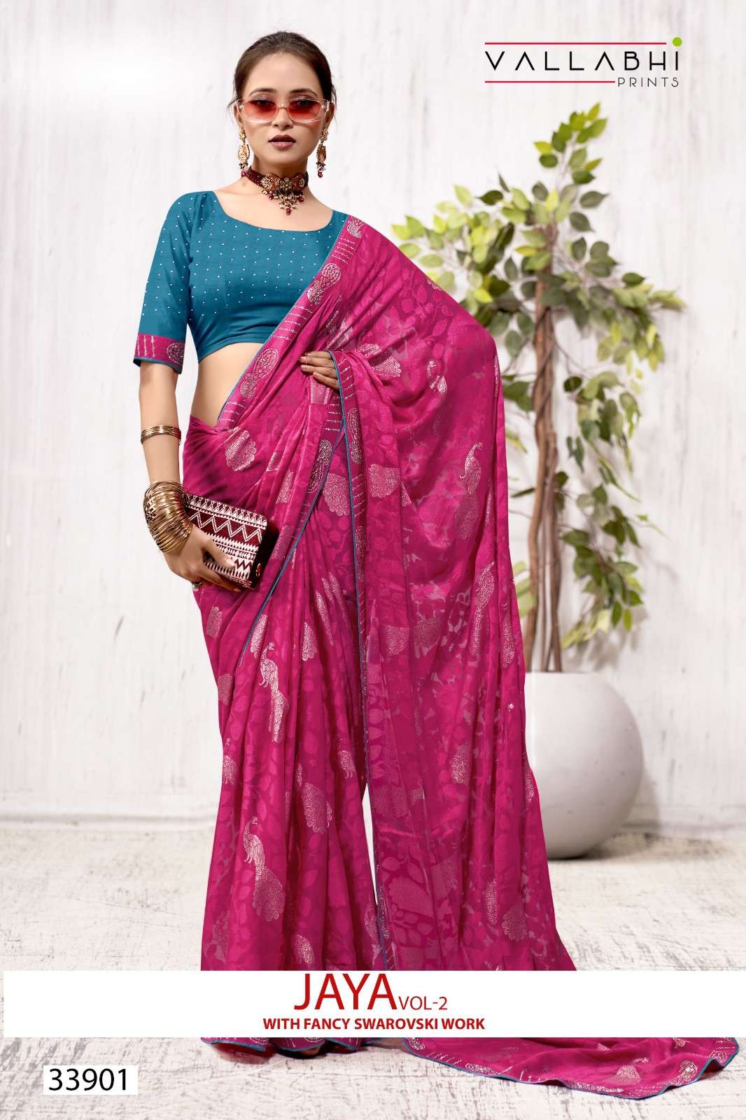Vallabhi Prints Jaya Vol 2 Designer Brasso Saree Catalog Exporter