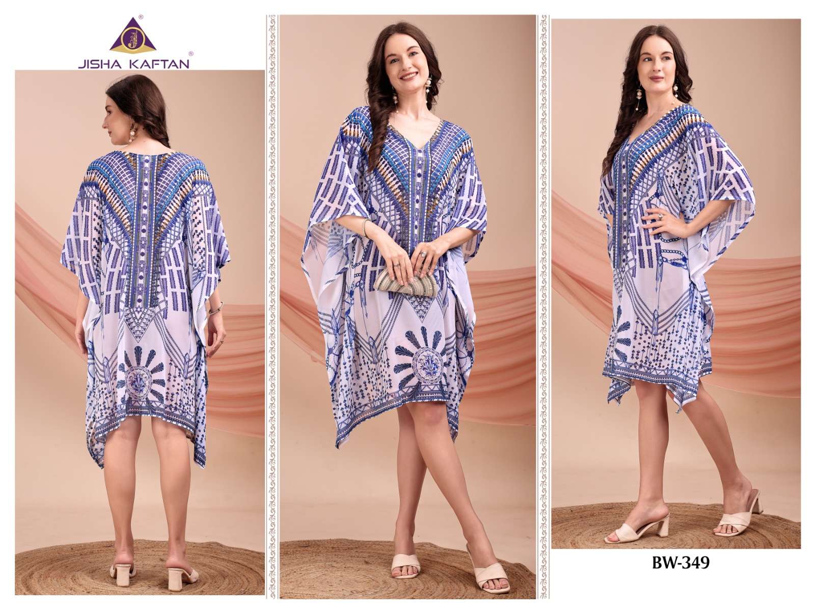Jisha Kaftan Beach Wear Kaftan Vol 7 Digital Printed Short Kaftan Catalog Wholesalers