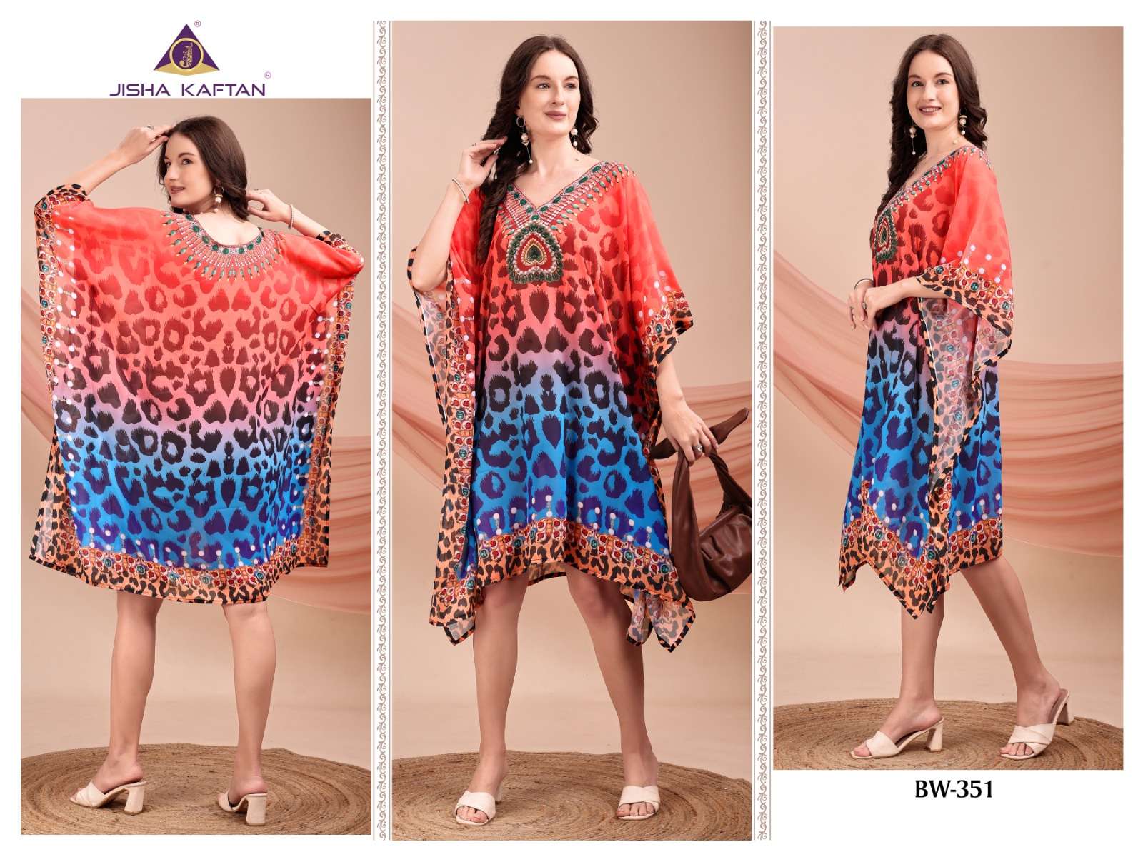 Jisha Kaftan Beach Wear Kaftan Vol 7 Digital Printed Short Kaftan Catalog Wholesalers