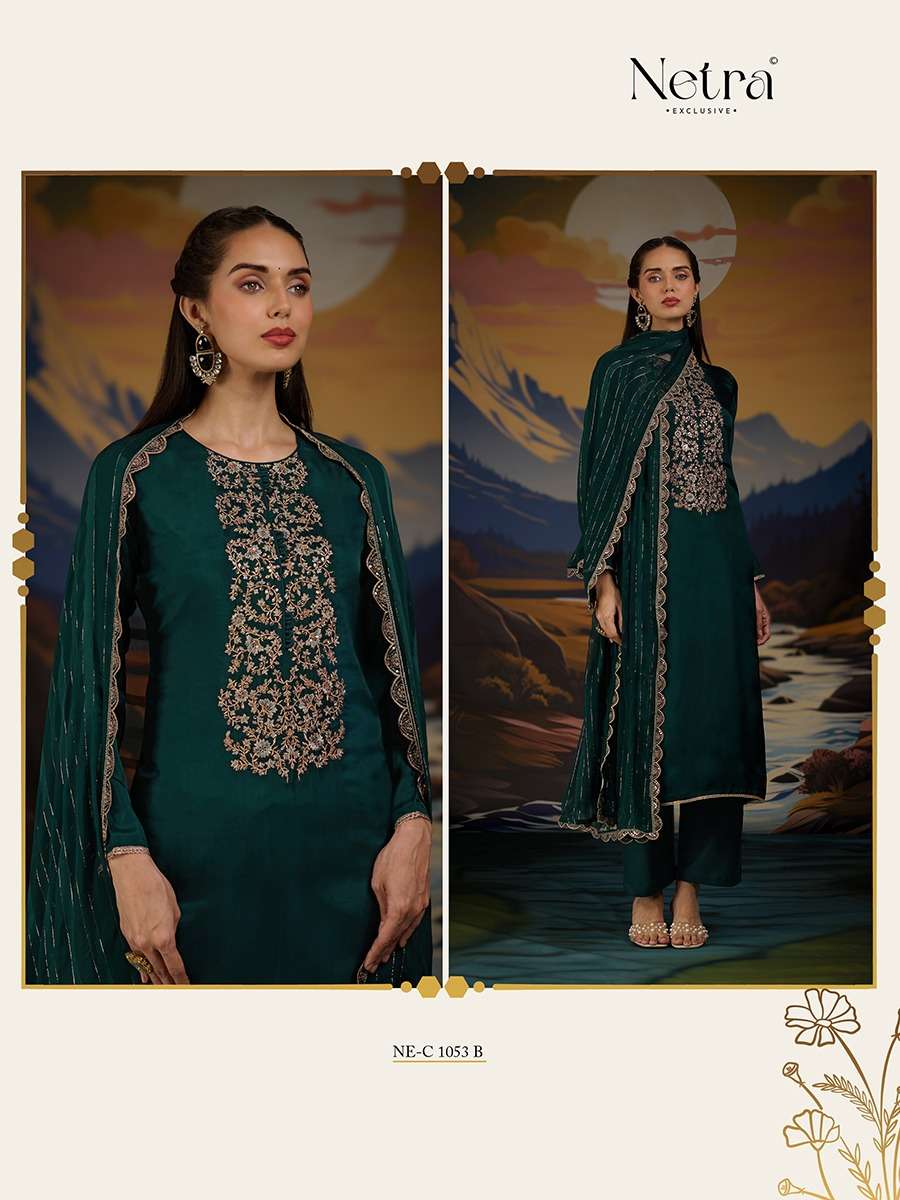 Netra Ketki Pure Bemberg Silk Designer Suit Catalog Wholesalers