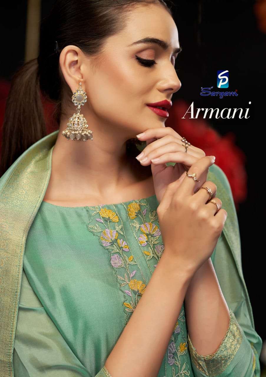Sargam Armani Woven Silk Premium Designs Suit Catalog Exporters