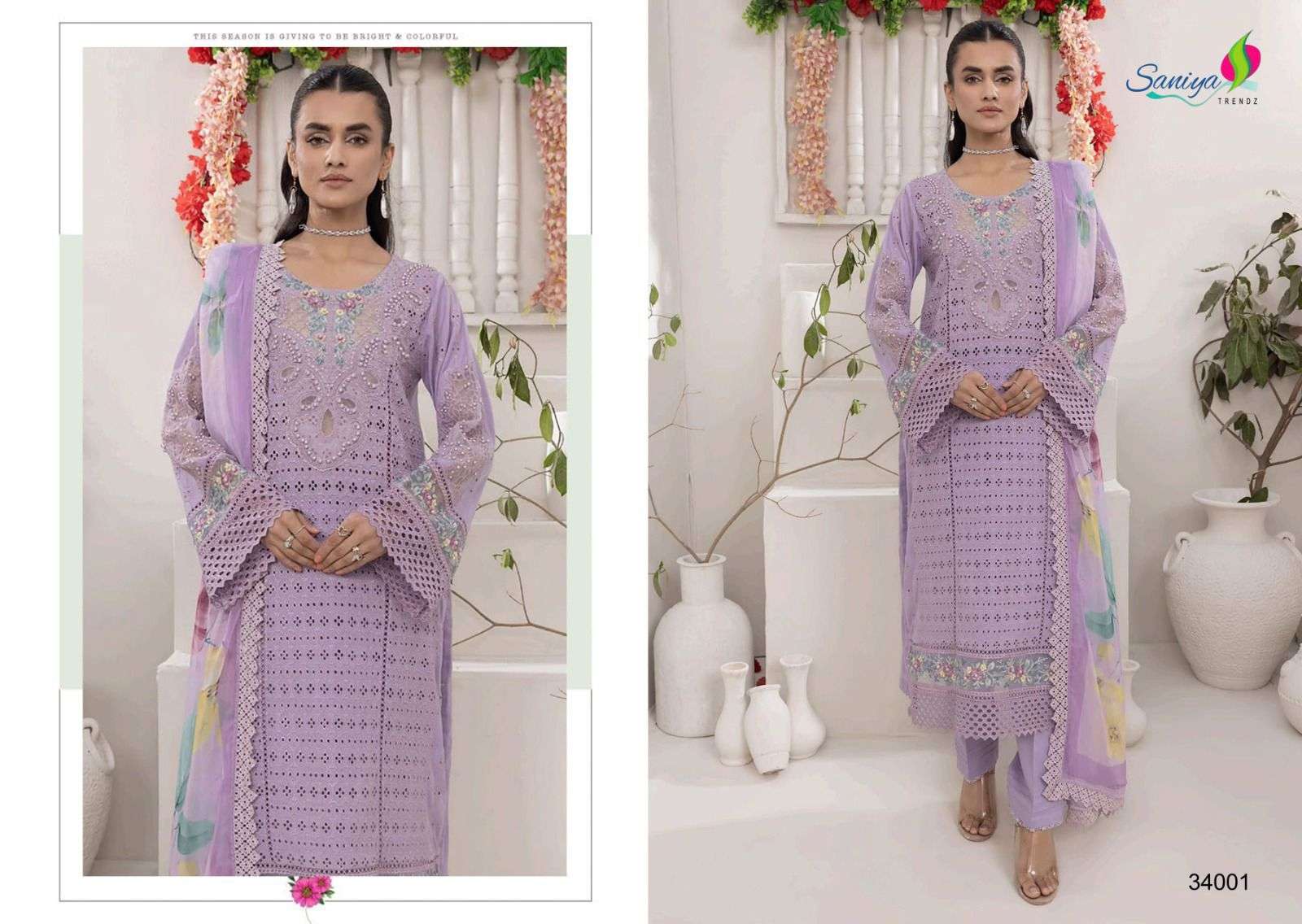 Saniya Trendz Adan Libas Chikankari Vol 34 Pakistani Pure Cotton