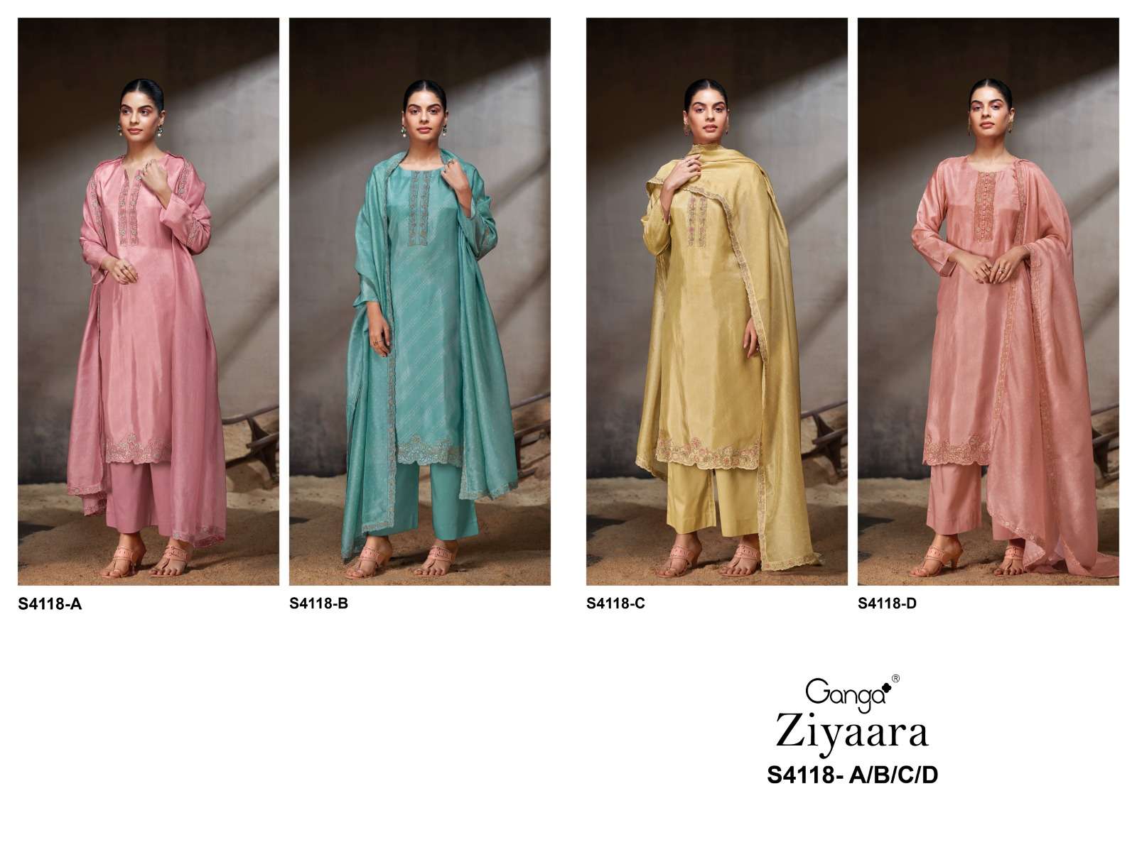 Ganga Fashion Ziyaara 4118 Pure Bemberg Designer Suit Catalog