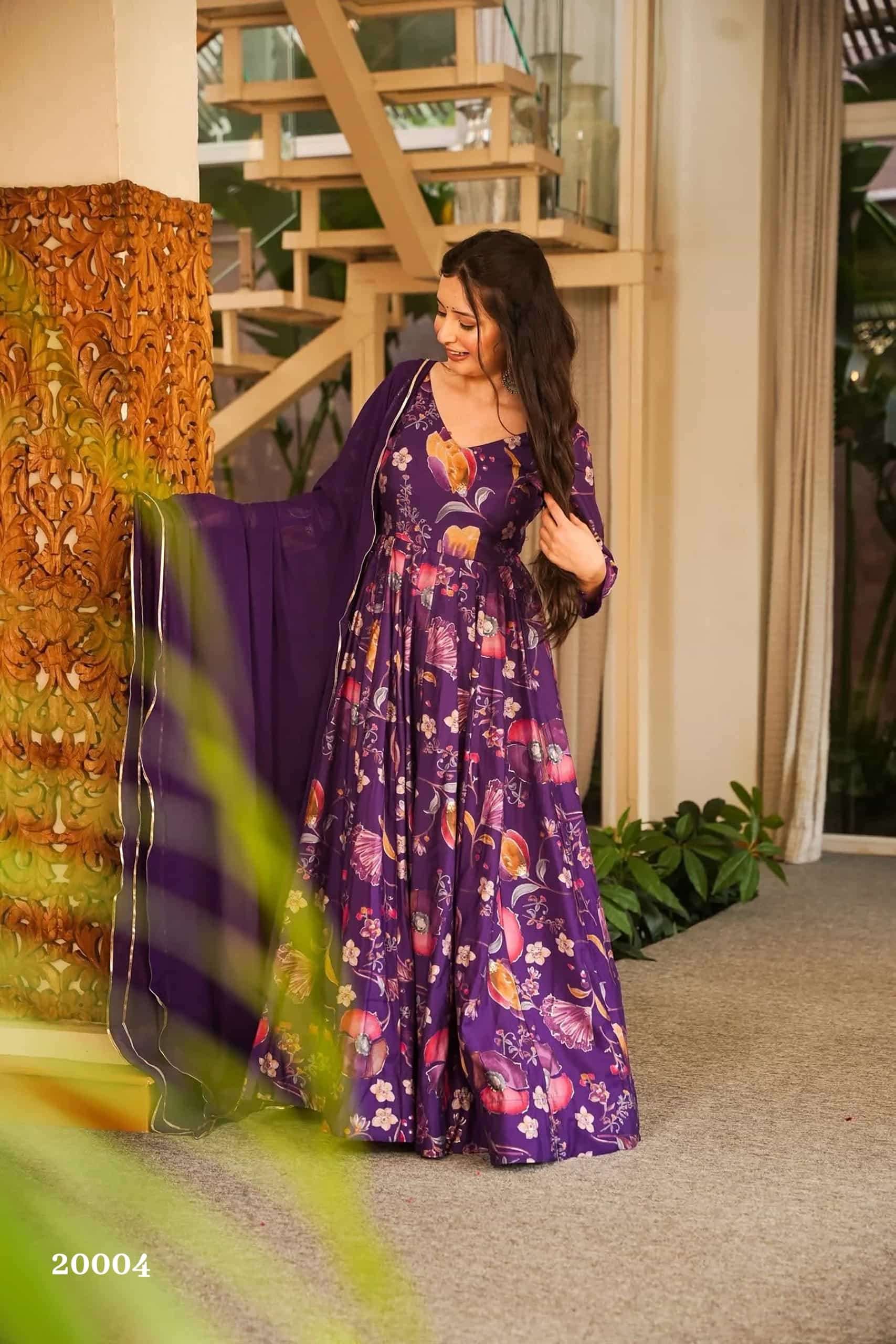 Lucaya Clora Vol 20 Heavy Flared Ethnic Wear Gown Dupatta Set Catalog Designs