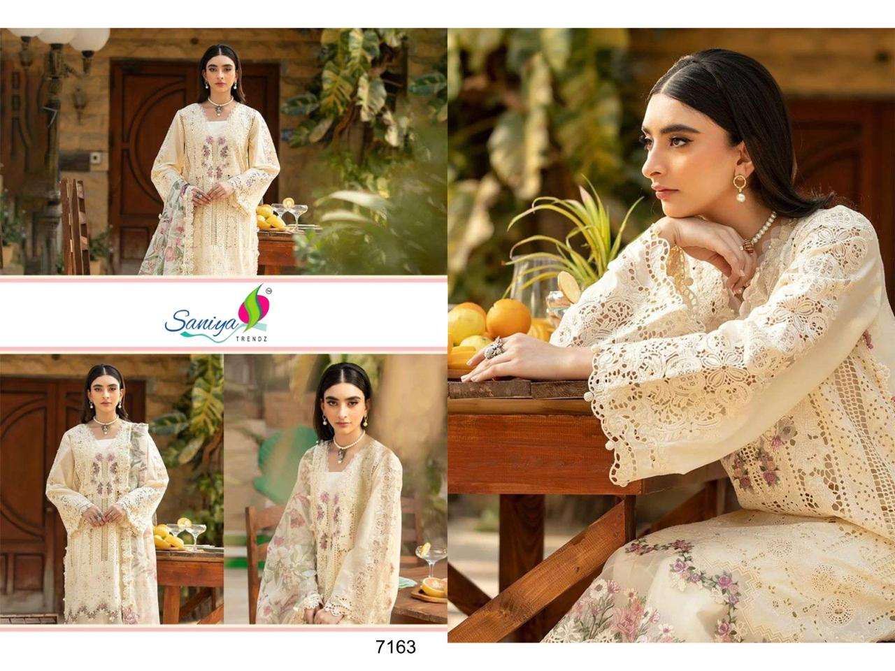 Saniya Trendz 7163 Heavy Chikan Embroidery Work Pakistani Suit